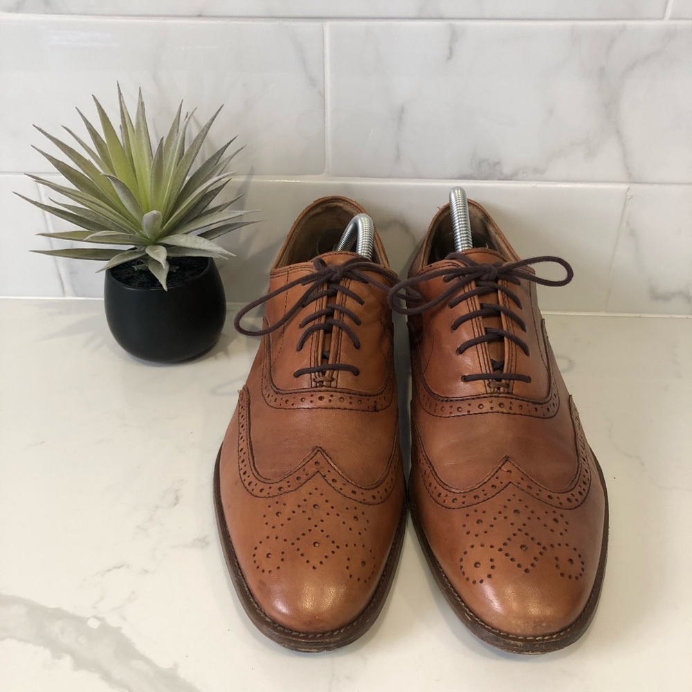 Reiss Cognac Colored Wingtip Shoes